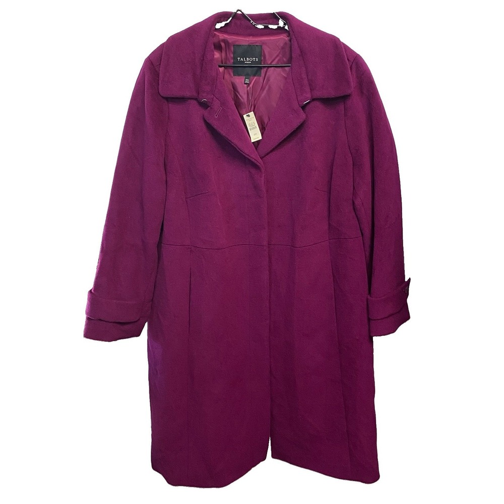Talbots Beautiful Women's 90%‎ Wool Winter Coat Fuchsia 16W NWT Peacoat MSP $329